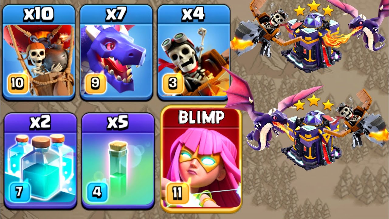 Best WAR HYDRA Attack Strategy TH15 - Dragon With Dragon Rider Attack TH15 in Clash of Clan