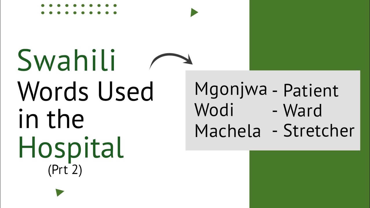 SWAHILI WORDS USED IN THE HOSPITAL | SWAHILI TUTORIALS | SWAHILI BEGINNER TUTORIALS