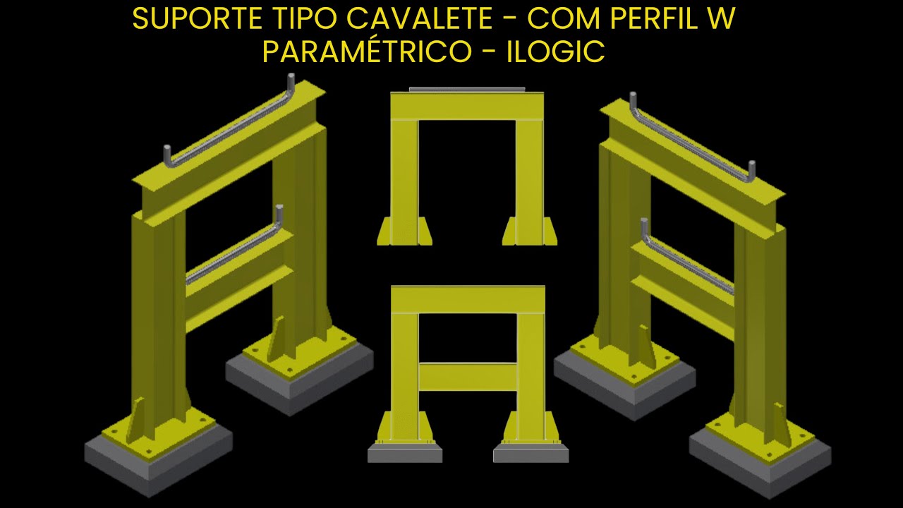 Suporte Tipo Cavalete p/ Tubulação Industrial | Paramétrico | ilogic no Autodesk Inventor