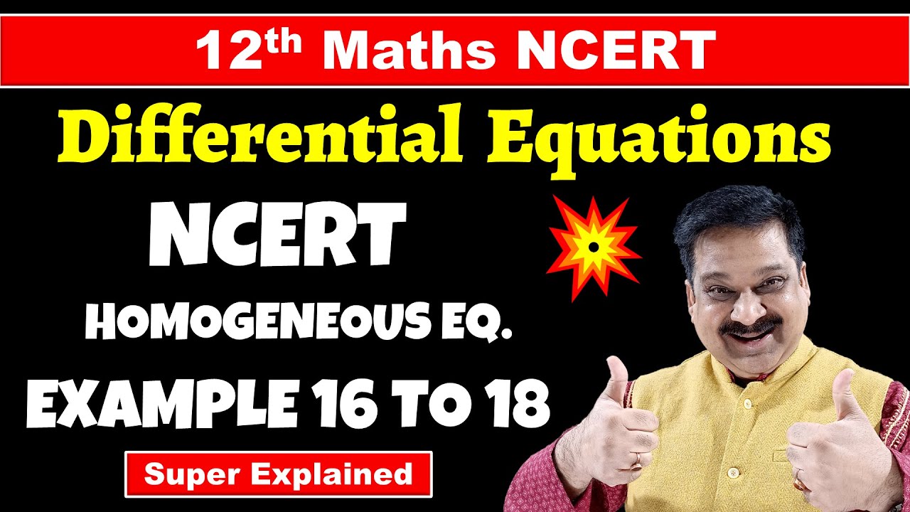 #9 12th Maths NCERT Chapter 9 Differential Equations NCERT Example 16 to 18, Differential equations