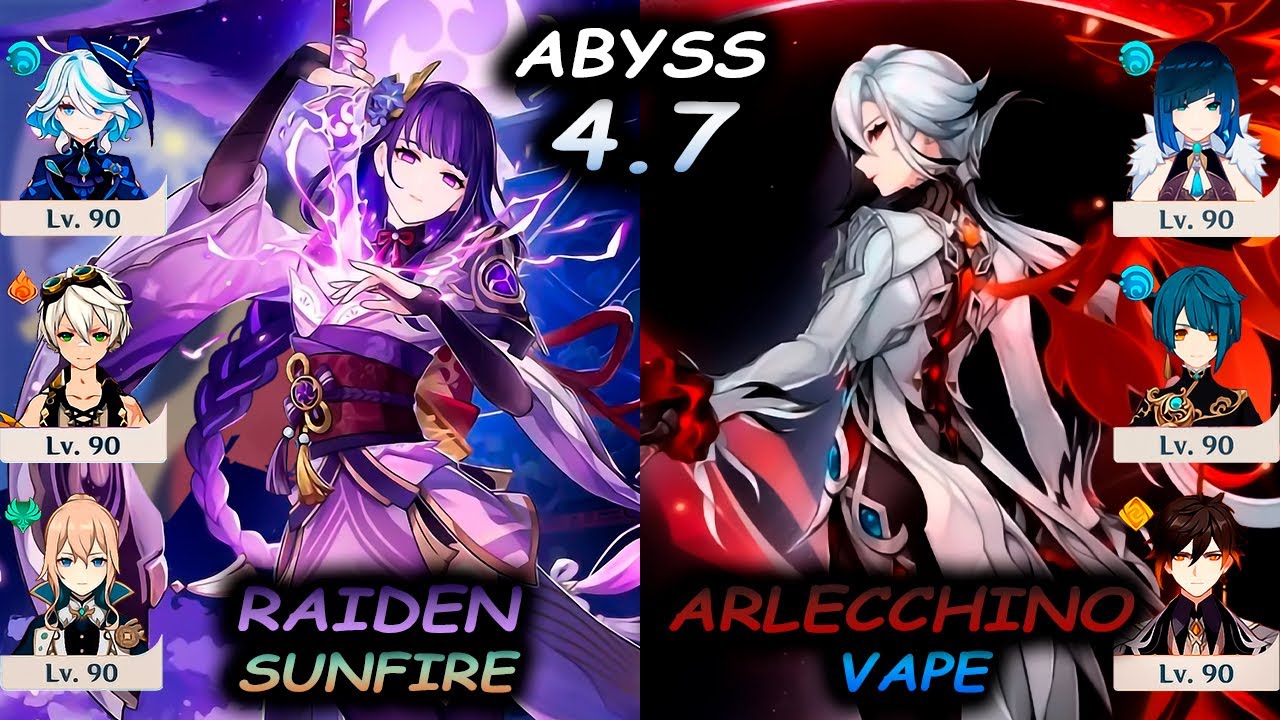 C3 Raiden Sunfire & C3 Arlecchino Vape | Spiral Abyss 4.7 | Genshin Impact | 4K