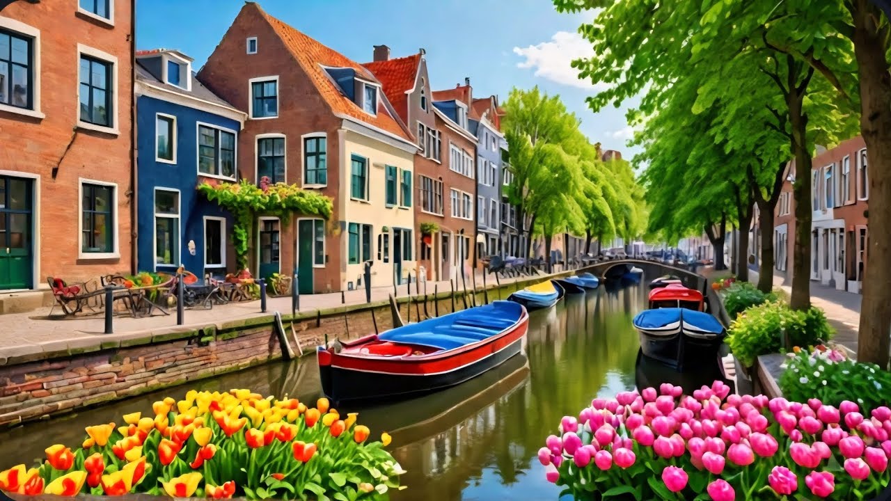 Fantasy City of Leiden, Netherlands: Channels and Scenes - Enchanting Nature / 4K Walk / 2025