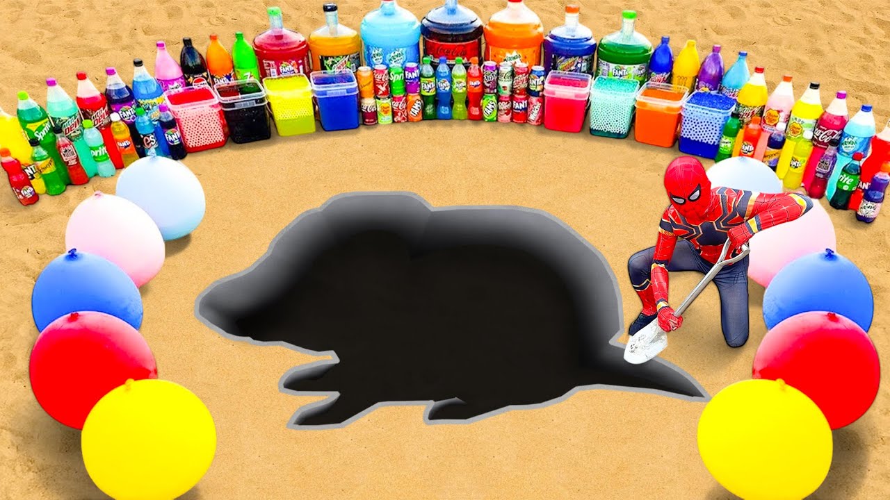 Instructions on how to draw a hamster on the moon using large candies like Orbeez, Fanta,and Pepsi