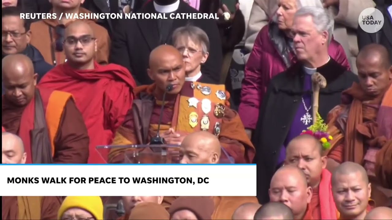 Buddhist monks 'Walk for Peace' reaches Washington National Cathedral in DC: Full head monk speech