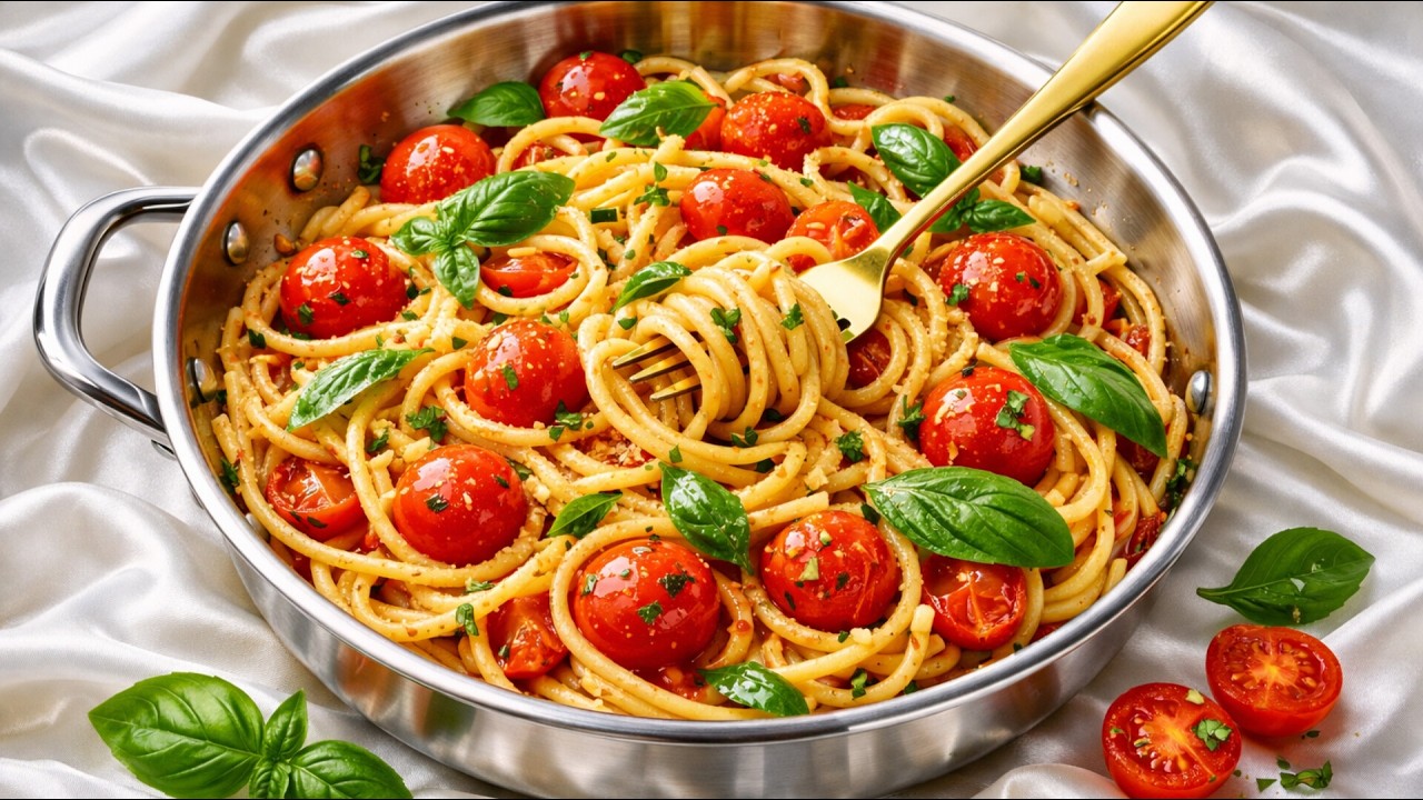 Cherry Tomato Basil Spaghetti | Simple, Fresh & Irresistible 🍝🍅