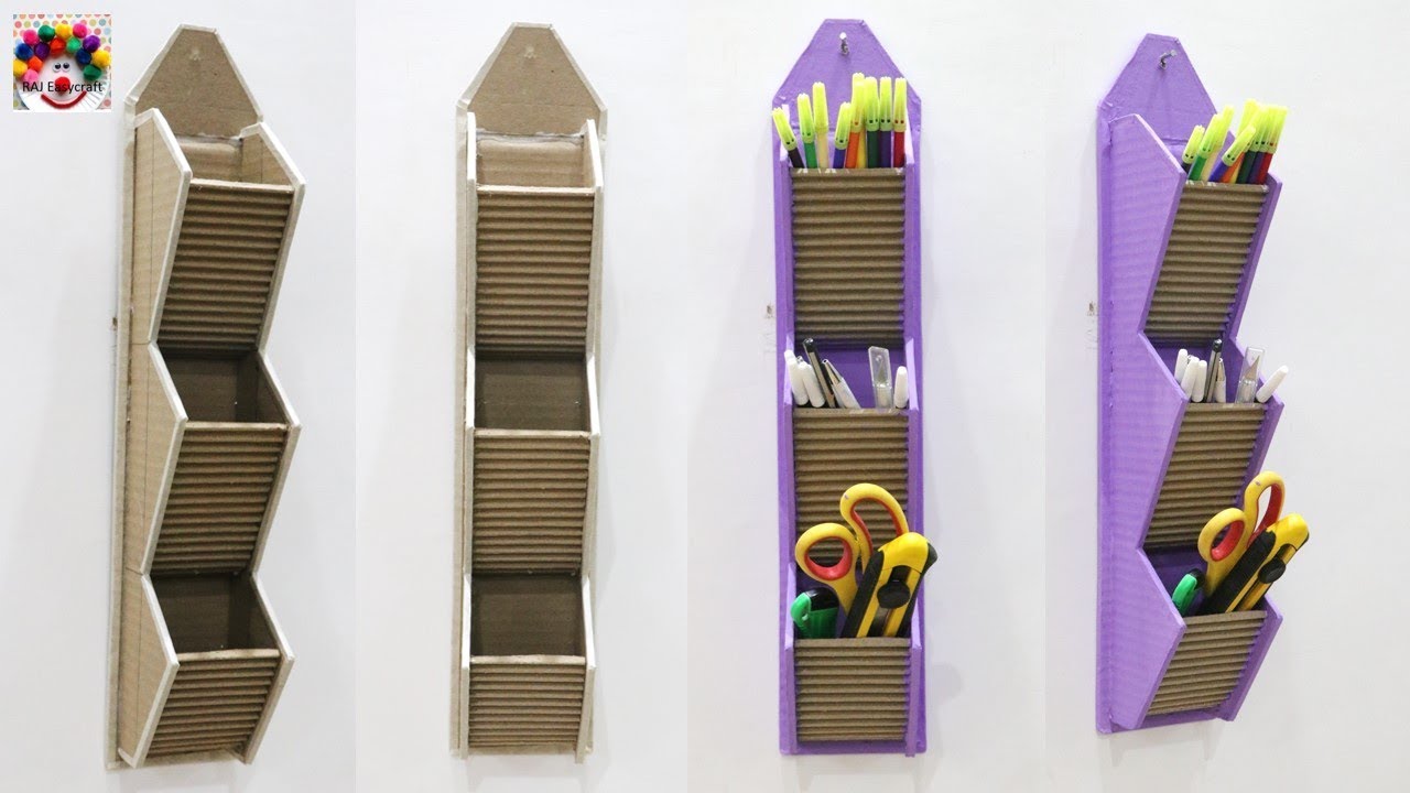 DIY wall hanging organizer ! making at home || best out of waste wall hanging || raj easy craft
