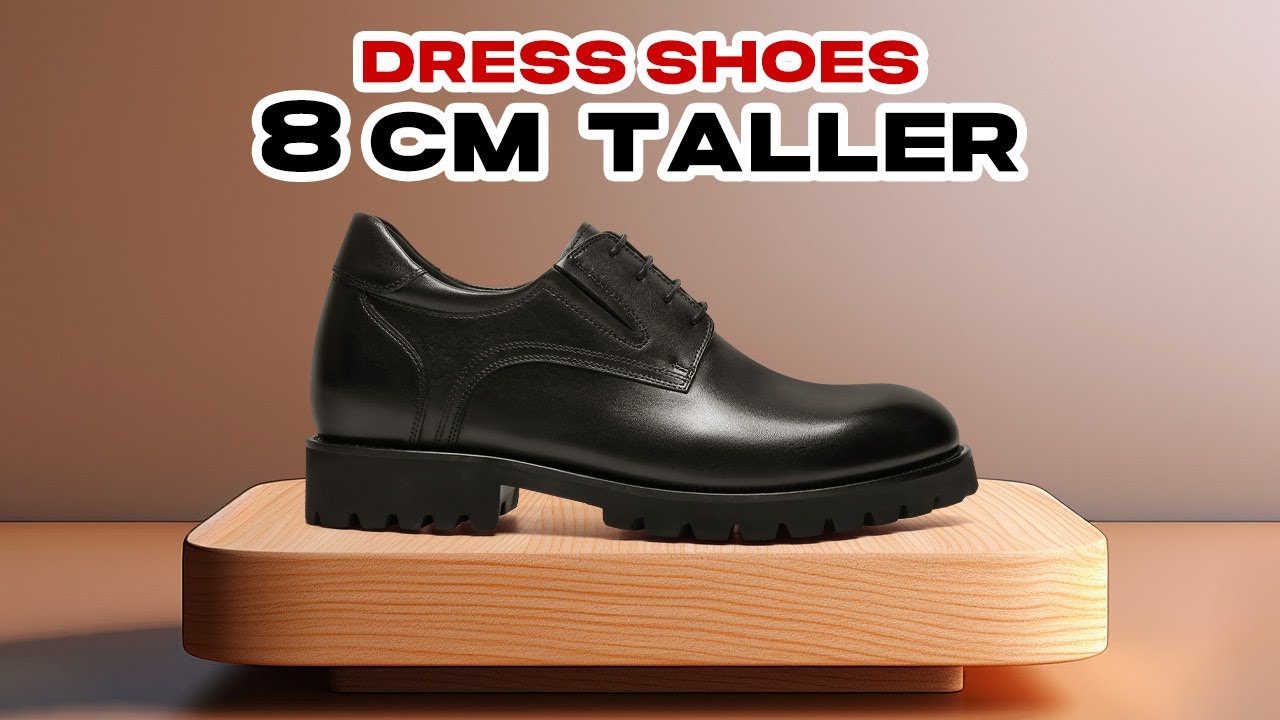 CHAMARIPA Men's Elevator Dress Shoes - Black Leather Derby Shoes 8CM 👞 #formalshoes #derbyshoes