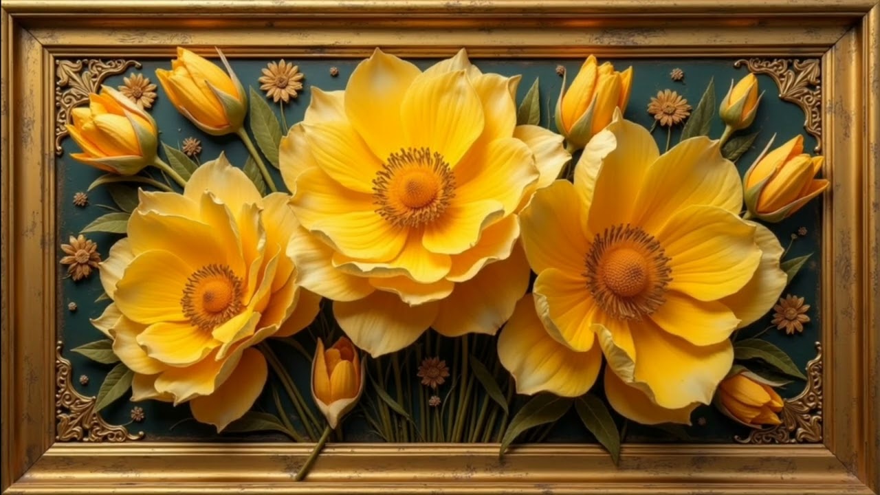 4k Floral subtle animation picture frame loop background