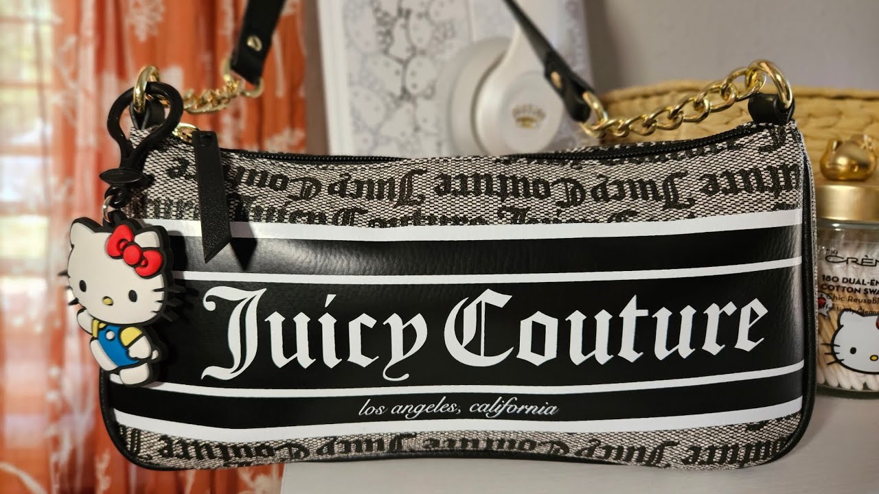 what's in my bag 🤍 | juicy couture black beige fashionista shoulder bag 🖤