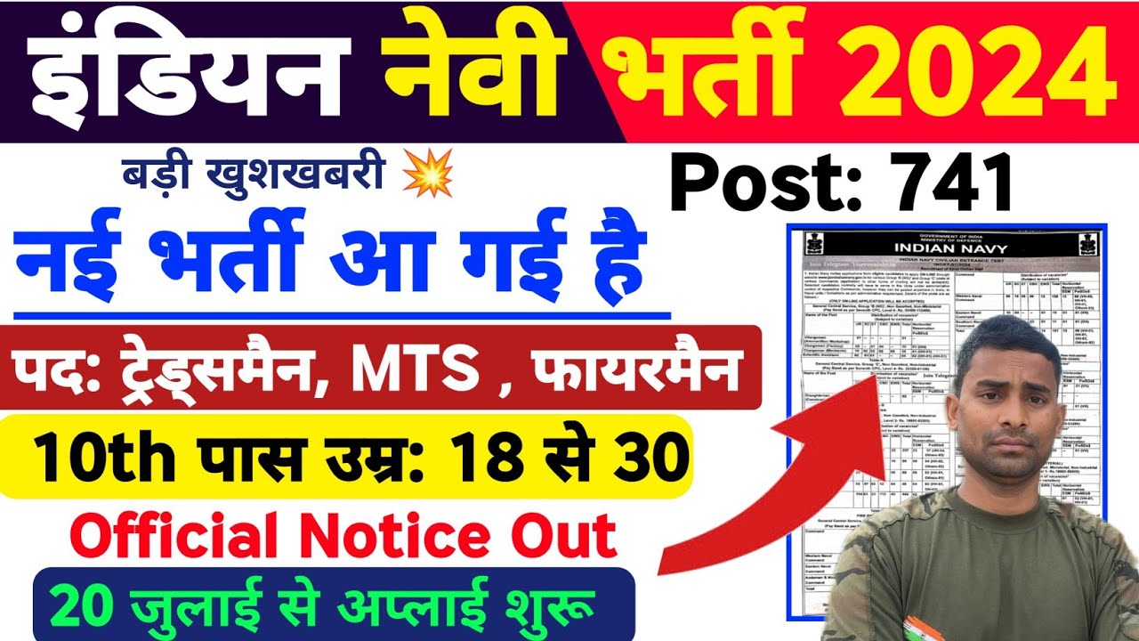 Indian Navy New Vacancy 2024 OUT 🎁 10th Paas All India Navy Tradesman New Recruitment 2024 !! MTS !