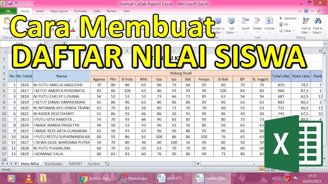 Cara Membuat Daftar Nilai Siswa Menggunakan Microsoft Excel