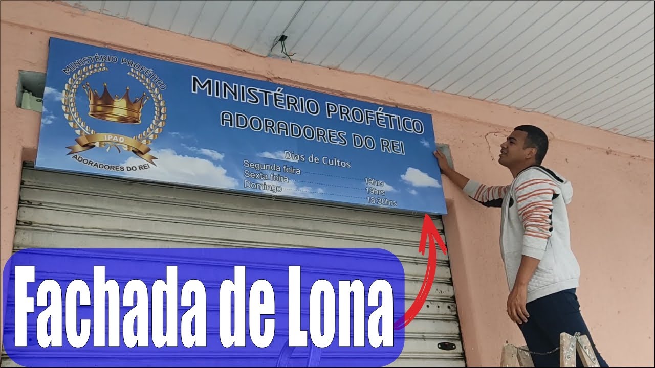 FACHADA ou BANNER EM LONA E PAINÉL METALICO (Metalon) Fácil de Fazer e Instalar Igreja Loja DIY