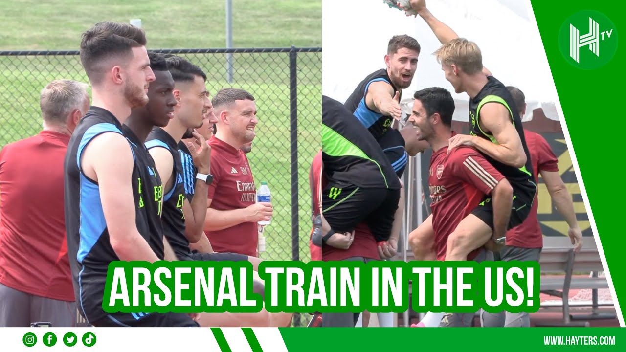 RICE watches from bike as Arsenal train in the US!