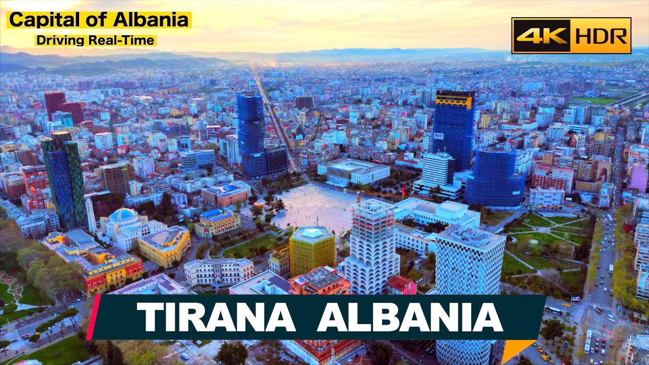 TIRANA ALBANIA, DRIVING REAL-TIME  ▶ 140 Minutes with Chapters, Tiranë Shqipëri [4K HDR]