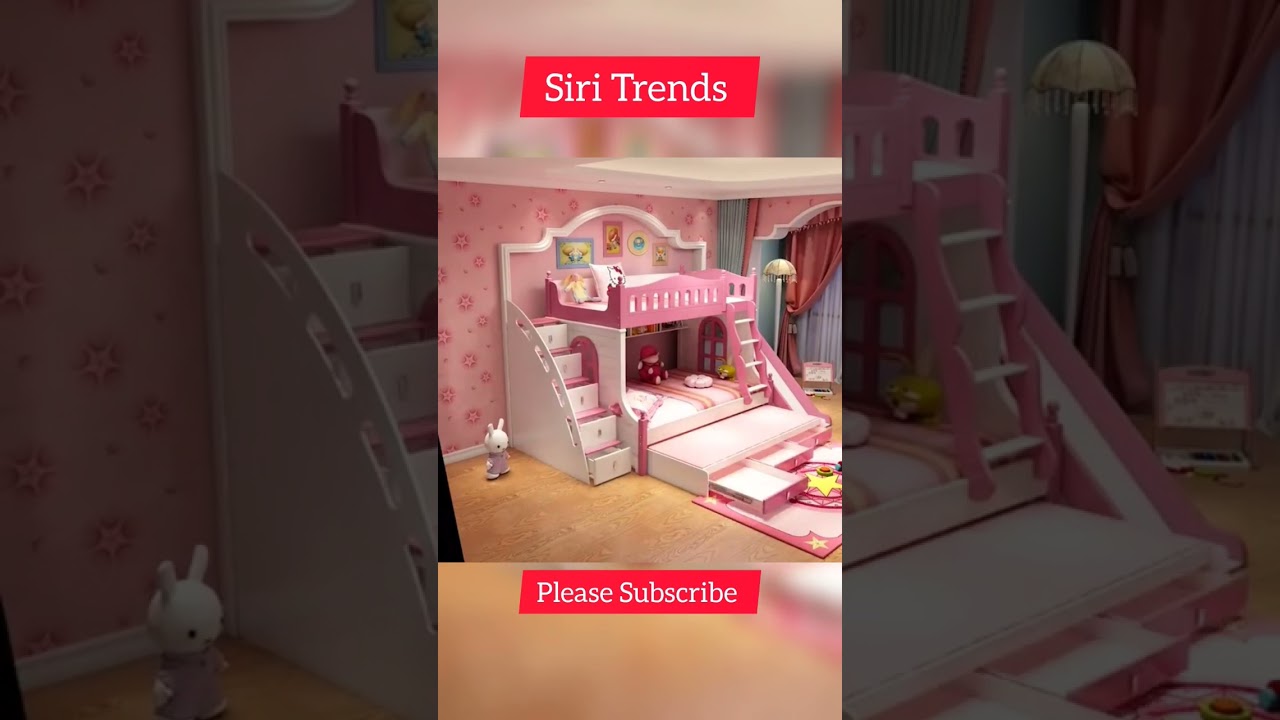 pink colour bunk beds for girls | kids room bunk beds designs #bunkbeds