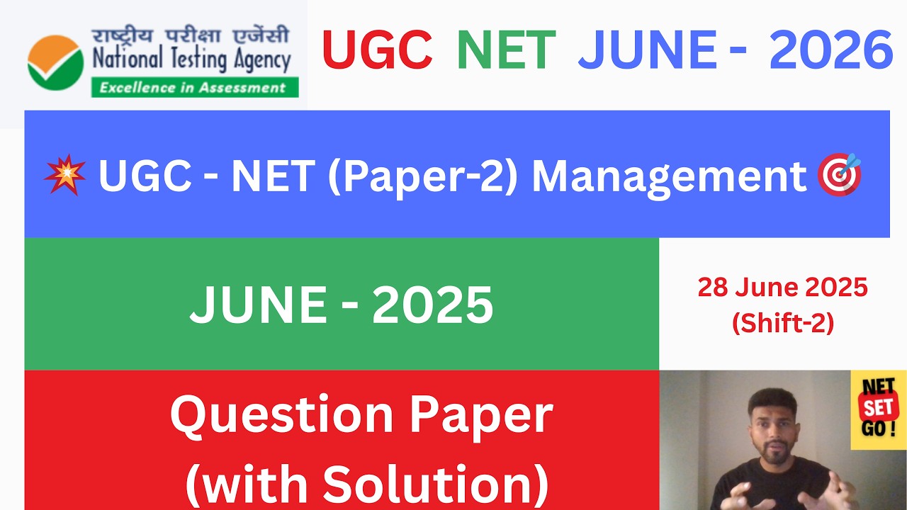 💥 UGC-NET (Paper-2) Management (JUNE 2025) PYQP (with Solutions)