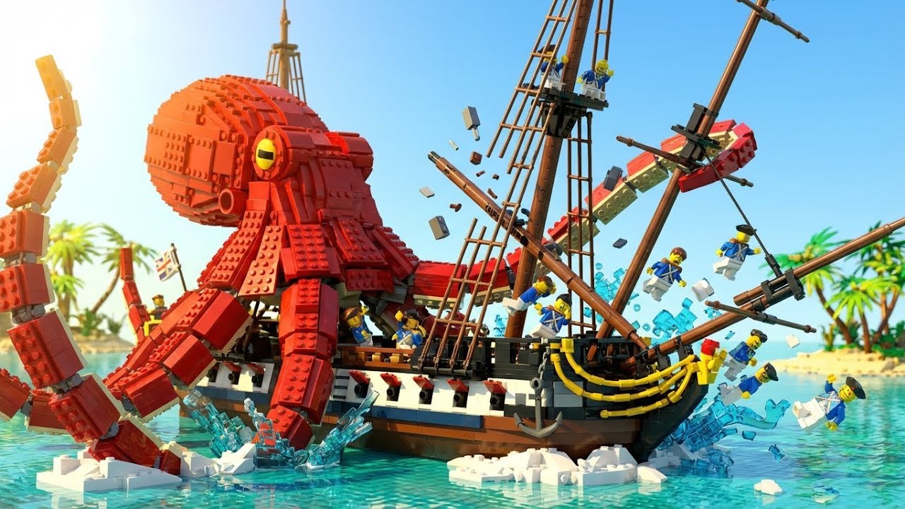 THE KRAKEN ATTACK! Lego Pirates vs. Royal Navy (Sea Battle) 🐙🏴‍☠️#lego  #pirates  #kraken