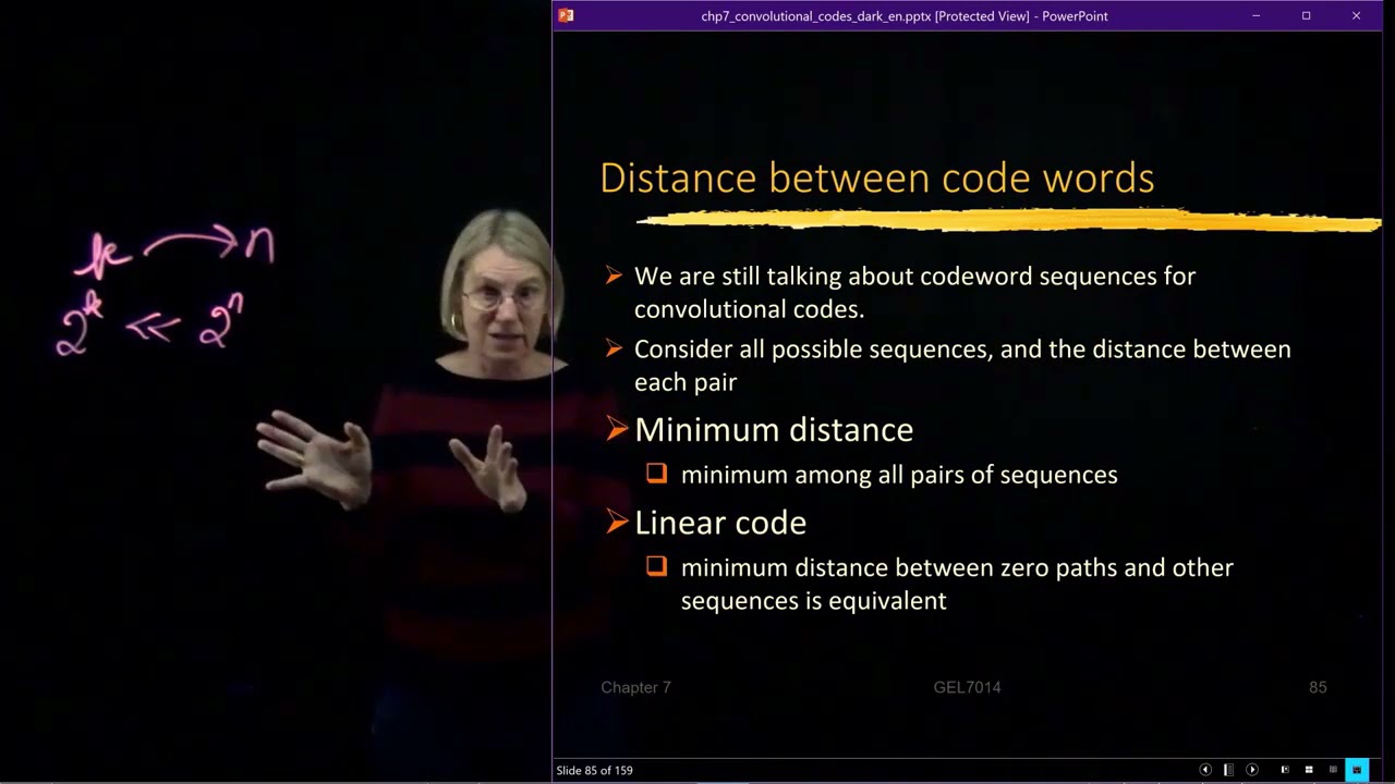 GEL7114 - Module 5.11/12 - Viterbi algorithm complexity & free distance for a convolutional code