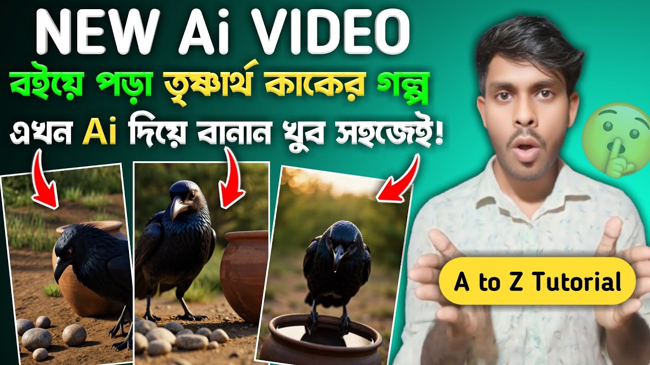 তৃষ্ণার্থ কাকের গল্প বনান Ai দিয়ে মাত্র ৫ মিনিটে | How to make Ai video of A Thirsty Crow✅