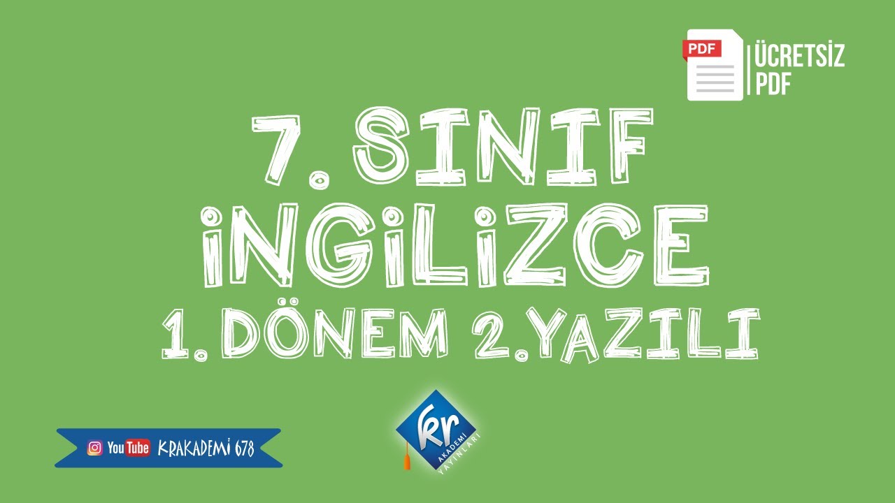YAZILIDAN 100 İSTEYENLER BURAYA! 7. Sınıf İngilizce 1.Dönem 2.Yazılıya Hazırlık |#2023| Ücretsiz PDF