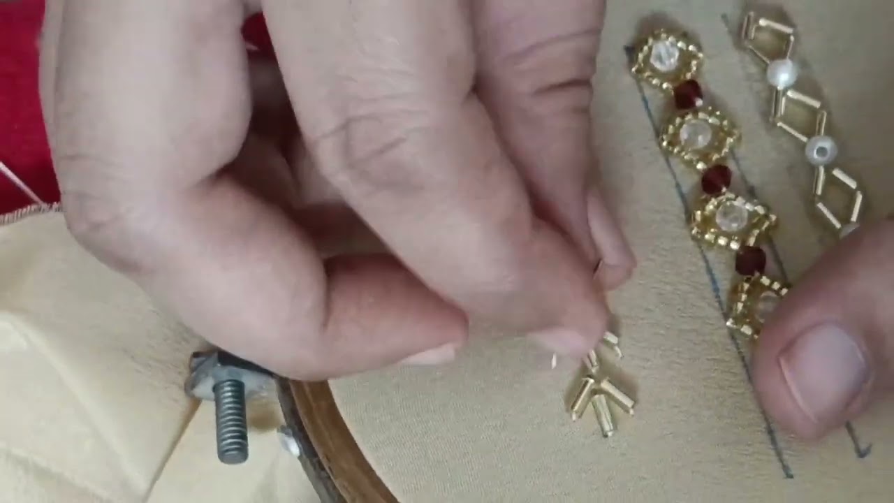 Hand embroidery, beautiful pipe beads border line embroidery for beginners 