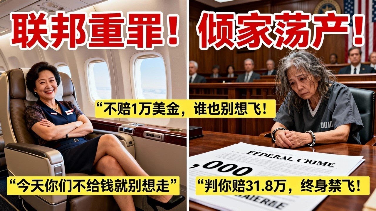這個頭等艙位子我坐定了！  中國大媽霸占美聯航座位索賠1萬美元否則不起飛，華裔機長萬米高空靈魂演講當場驅逐，被控聯邦重罪判賠31 8萬並終身禁飛！