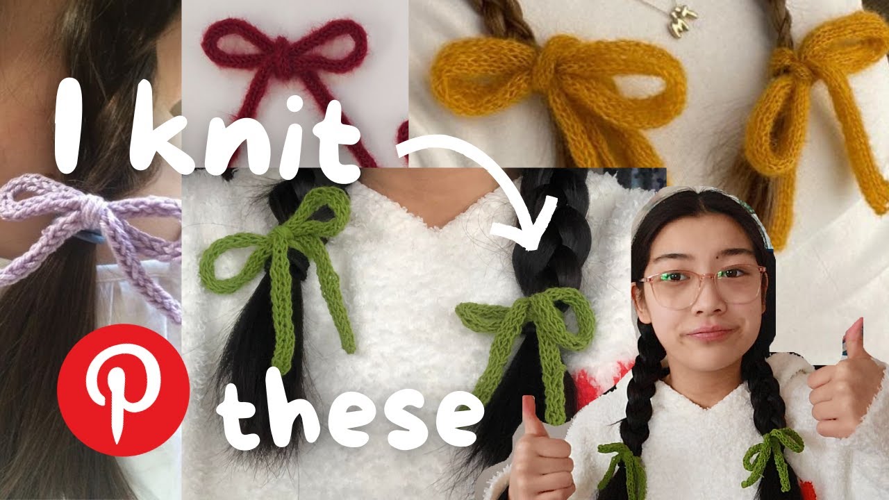 knitting the viral HAIR BOWS from pinterest 🎀 easy knit tutorial