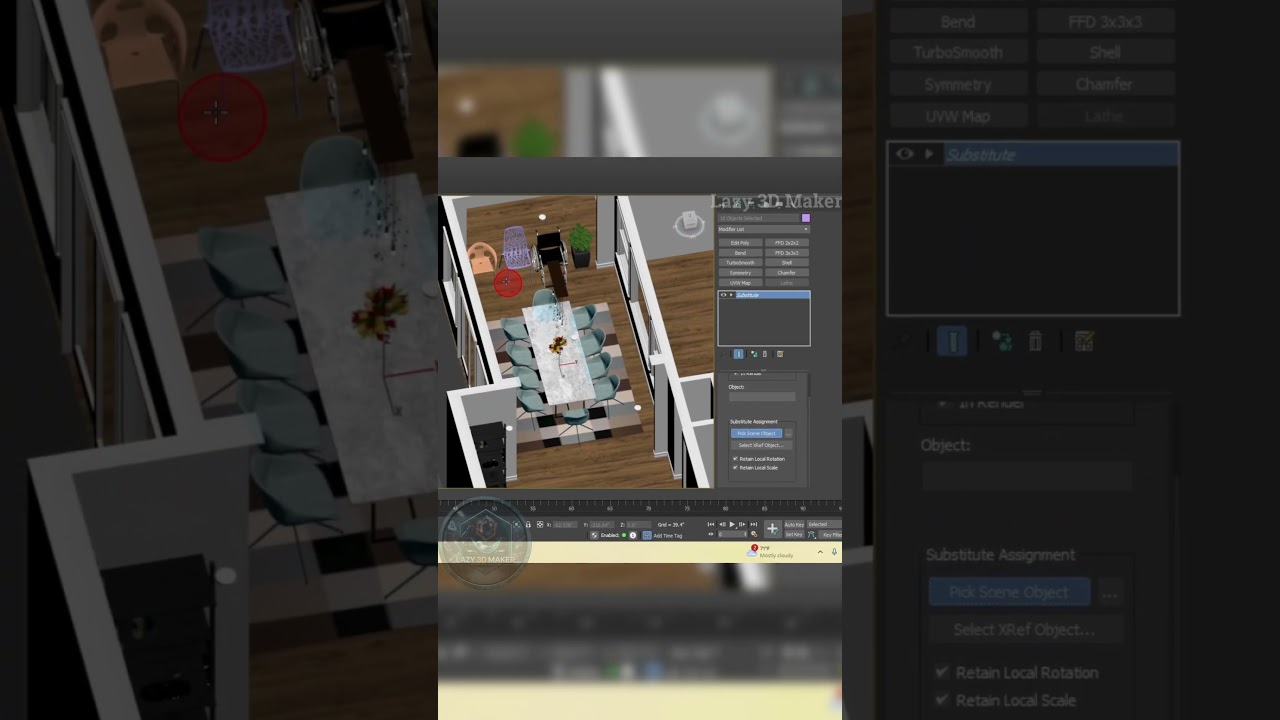 How to Quickly Replace Objects with Substitute Modifier in 3ds Max.  