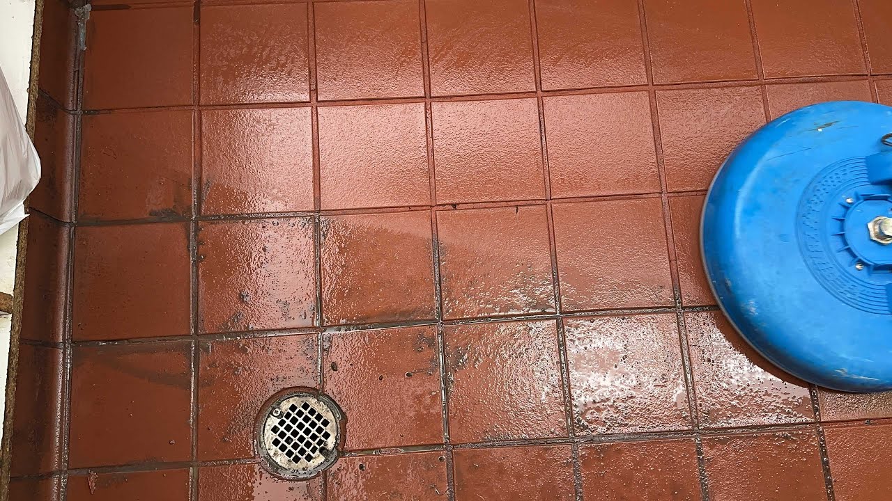 Restaurant Greasy Kitchen Floor Cleaning! Grout Patching!