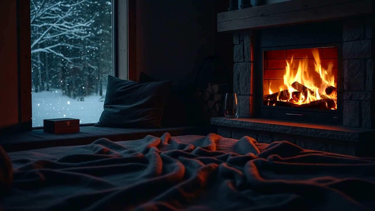 Warm Fireplace & Soft Snowfall ❄️ Peaceful Winter Sleep