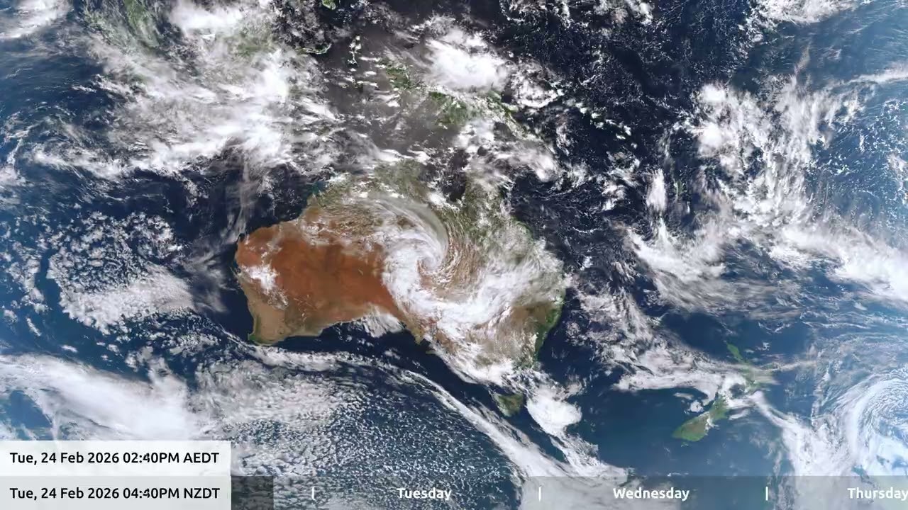 27 Feb 2026, 5 day weather timelapse Australia / New Zealand