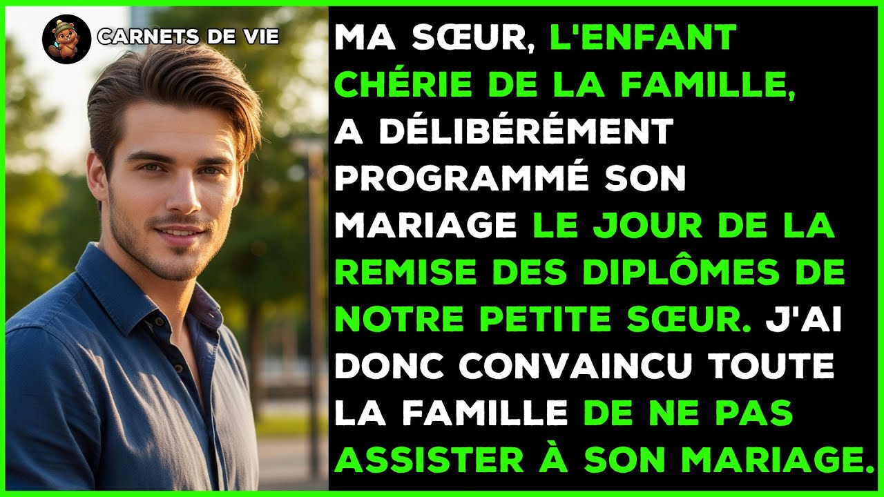 Ma sœur, l'enfant préférée, a fixé son mariage le jour de la remise de diplôme de notre sœur.