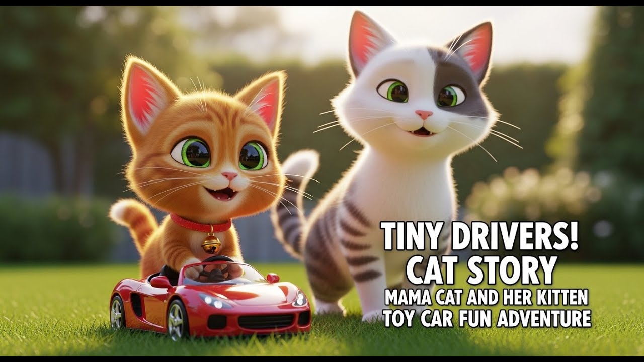 Tiny Drivers! Cat Story Mama Cat and Her Kitten Toy Car Fun Adventure