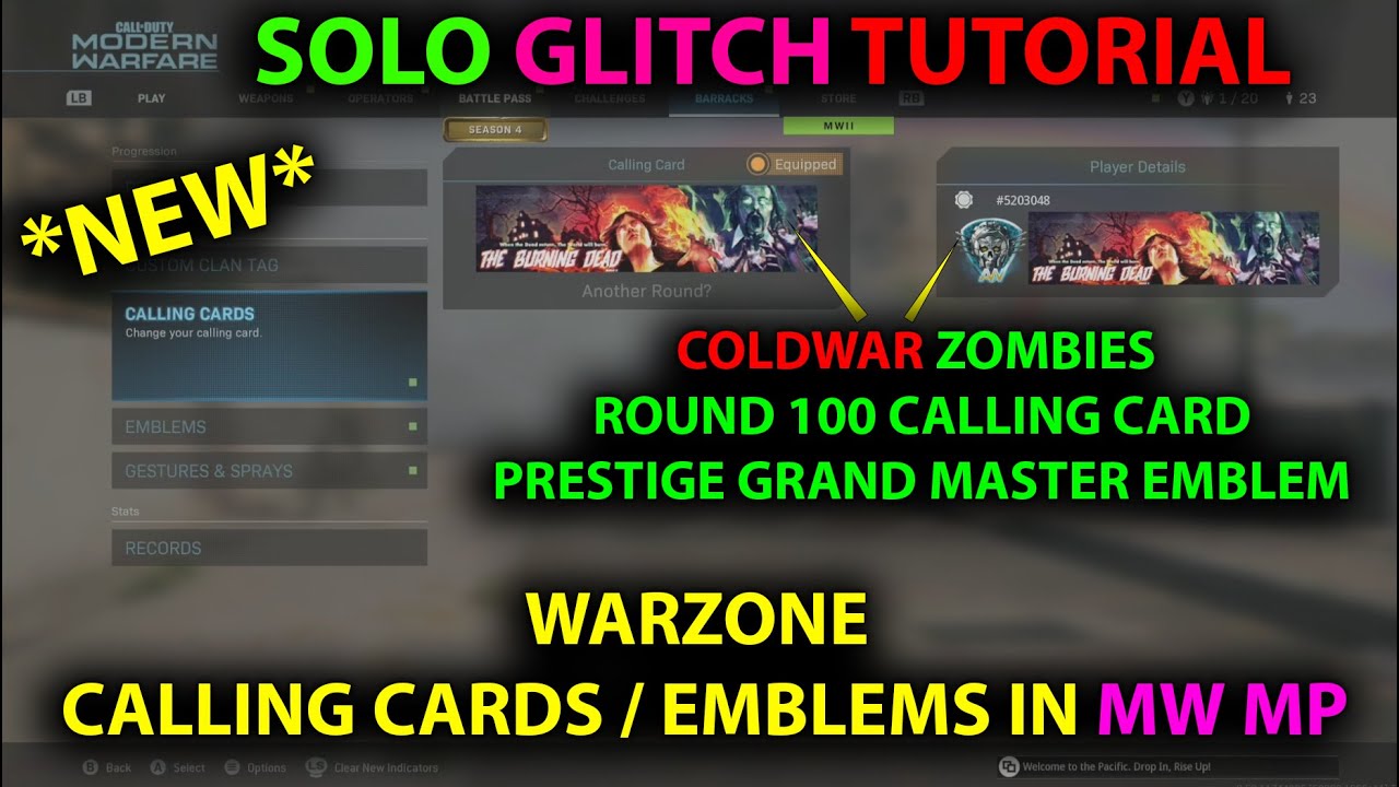 MODERN WARFARE GLITCH TUTORIAL HOW TO GET WARZONE CALLING CARDS IN MW MP, HOW TO GET COLDWAR EMBLEMS
