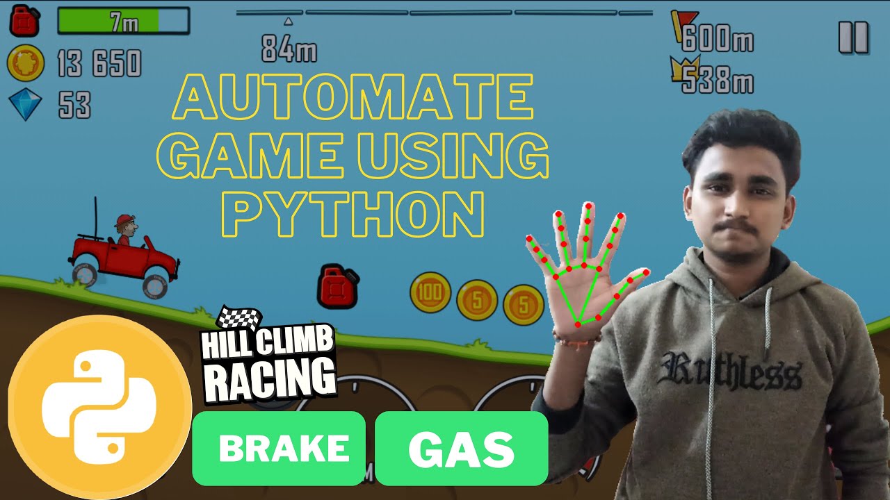 Проект Python: автоматизация игры Hill Climb Racing с использованием Python | OpenCv, Mediapipe |...