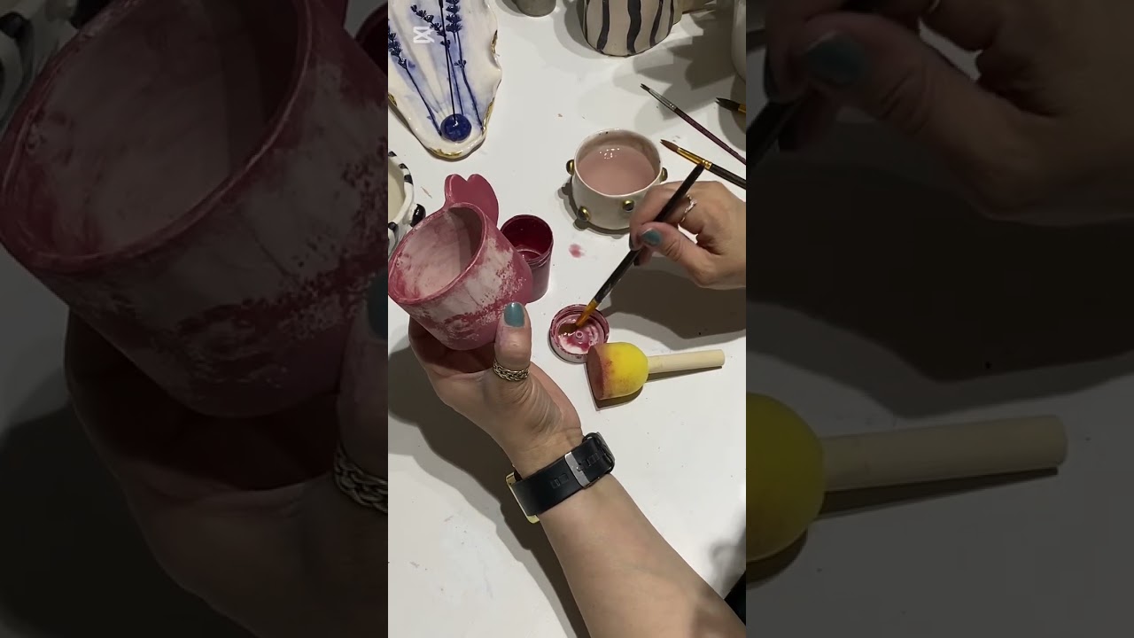 Süngerle Seramik Boyama Tekniği | Bisküvi Haldeki Bardağı Renklendiriyoruz