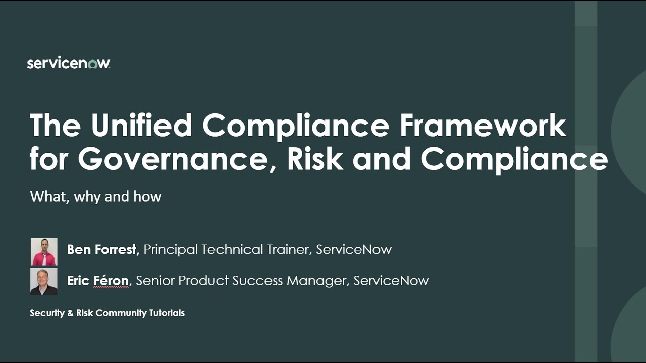 The Unified Compliance Framework (UCF) and ServiceNow. Get started quickly.