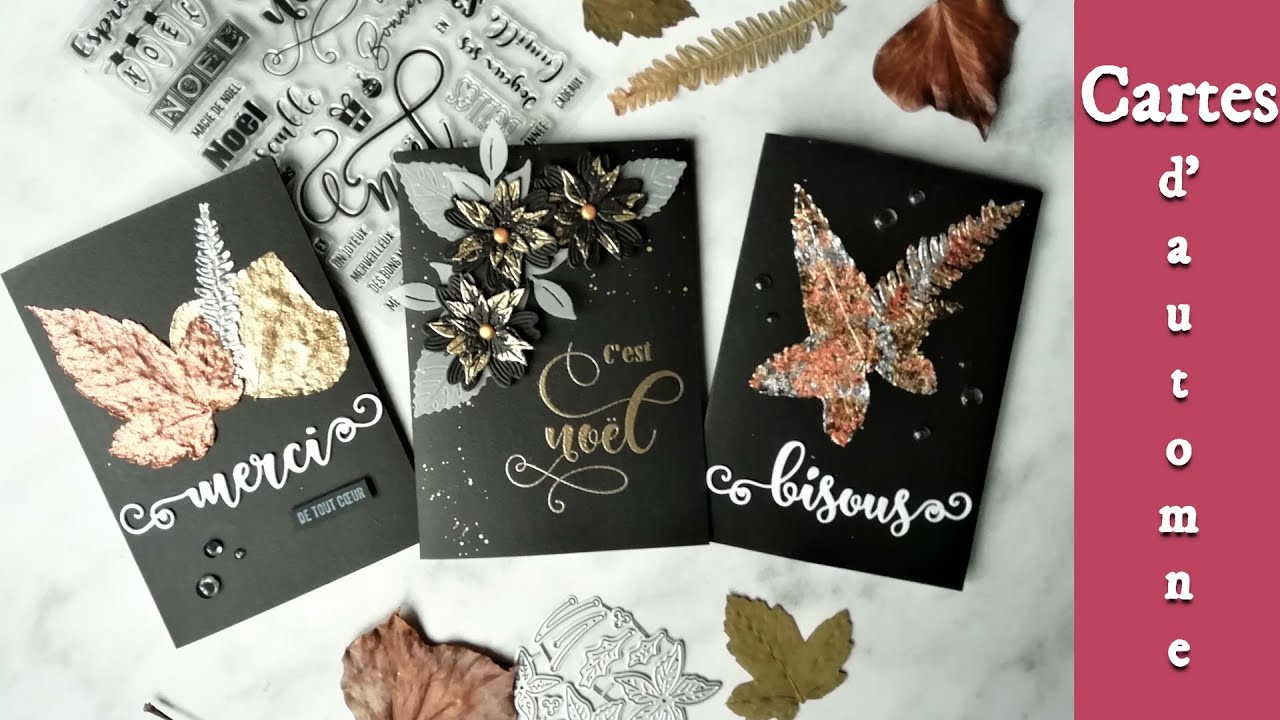 Tutoriel Carte: De l'embossage sur des feuilles du jardin - Papier Aquarelle Noir ACTION