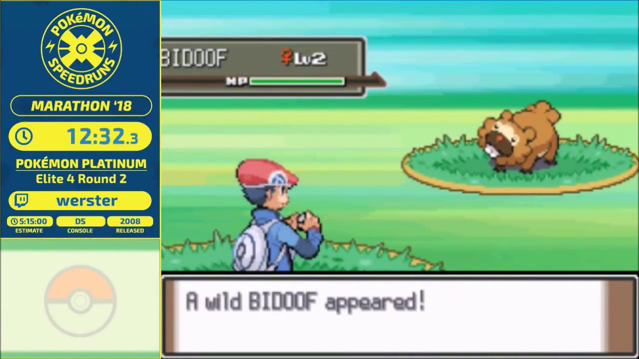 Pokemon Platinum Elite Four Round 2 Speedrun - Live at PSR Marathon 2018