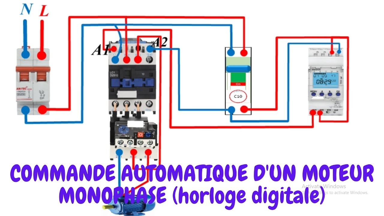 COMMANDE AUTOMATIQUE D’UN MOTEUR MONOPHASE AVEC HORLOGE DIGITALE