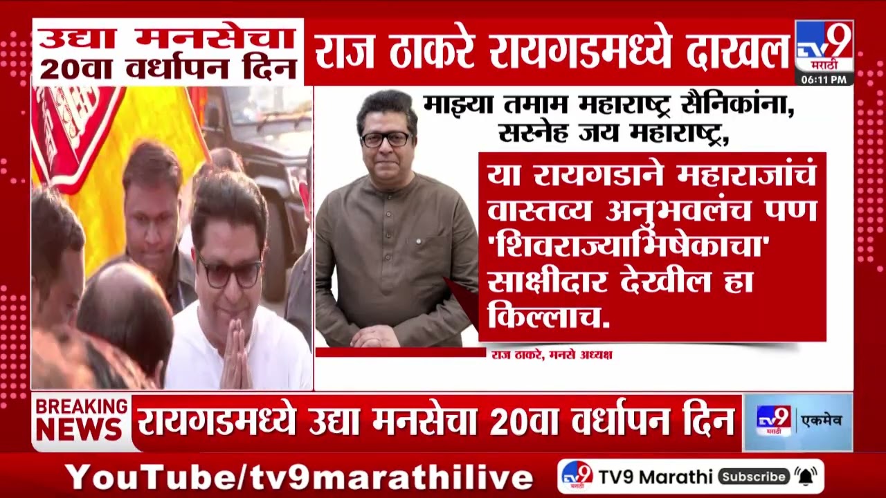 MNS Vardhapan Din | मनसेचा 9 मार्चला 20वा वर्धापन दिन, राज ठाकरे रायगडमध्ये दाखल