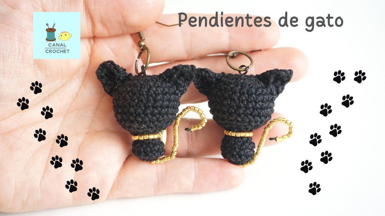 Pendientes gato a crochet