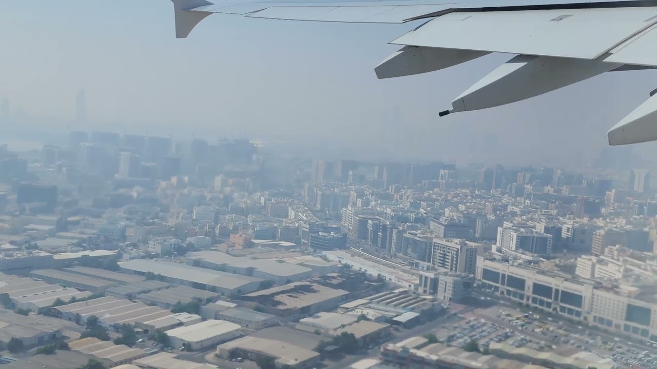 Emirates A380 Take Off window view