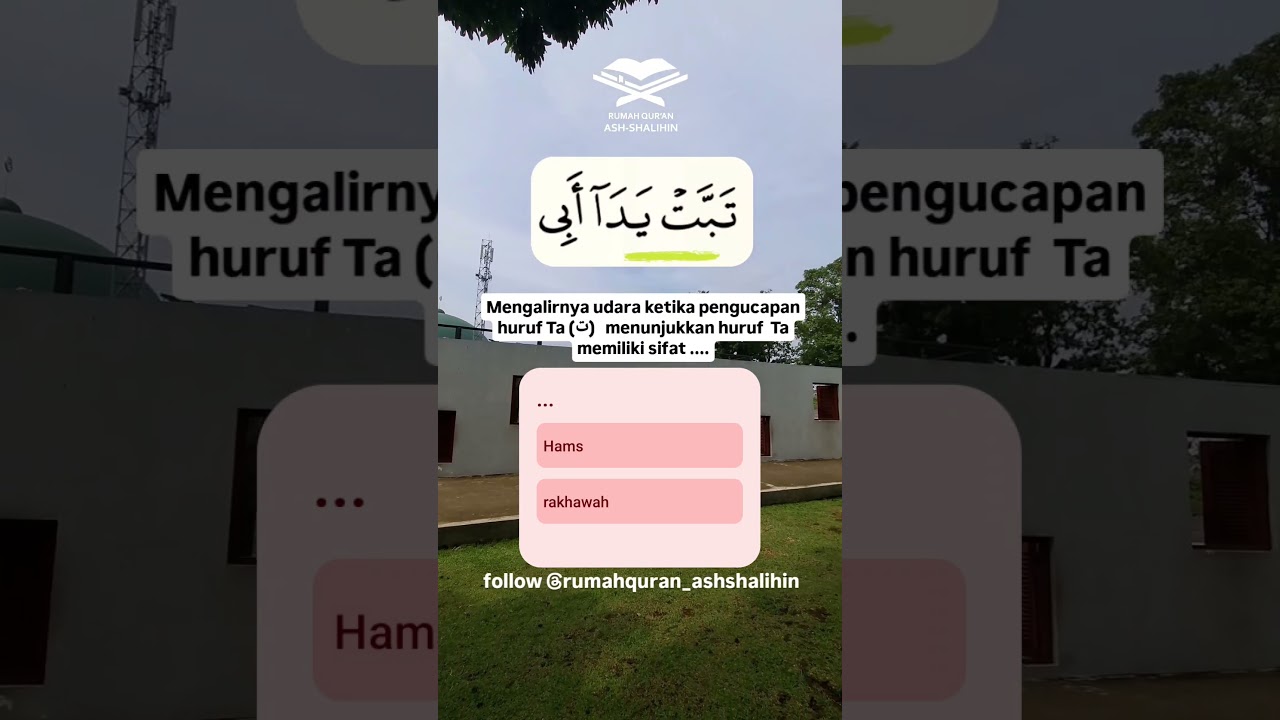 Huruf Ta (ت) memiliki sifat ..... #santri #tajwid #kuis #quran #tahsin #ilmu #quotes