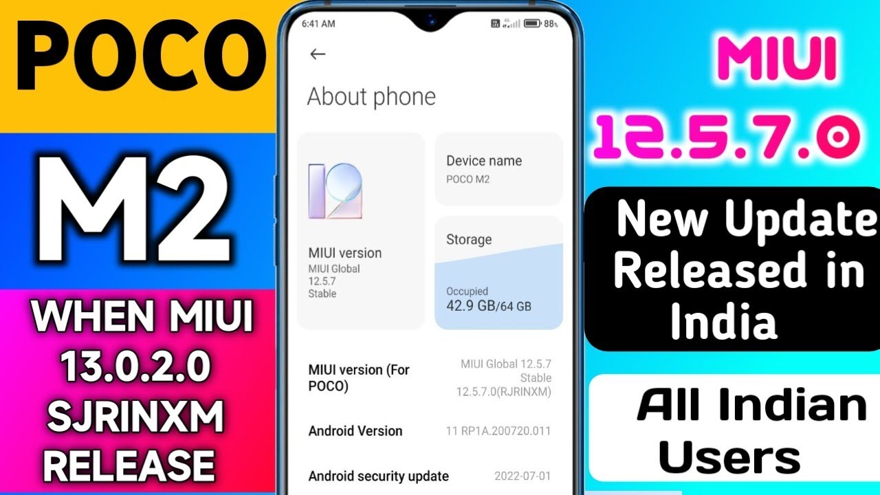 India - Poco M2 Miui 12.5.7.0 New Update Rollout Start | Miui 13 & Android 12 Update Release Month |