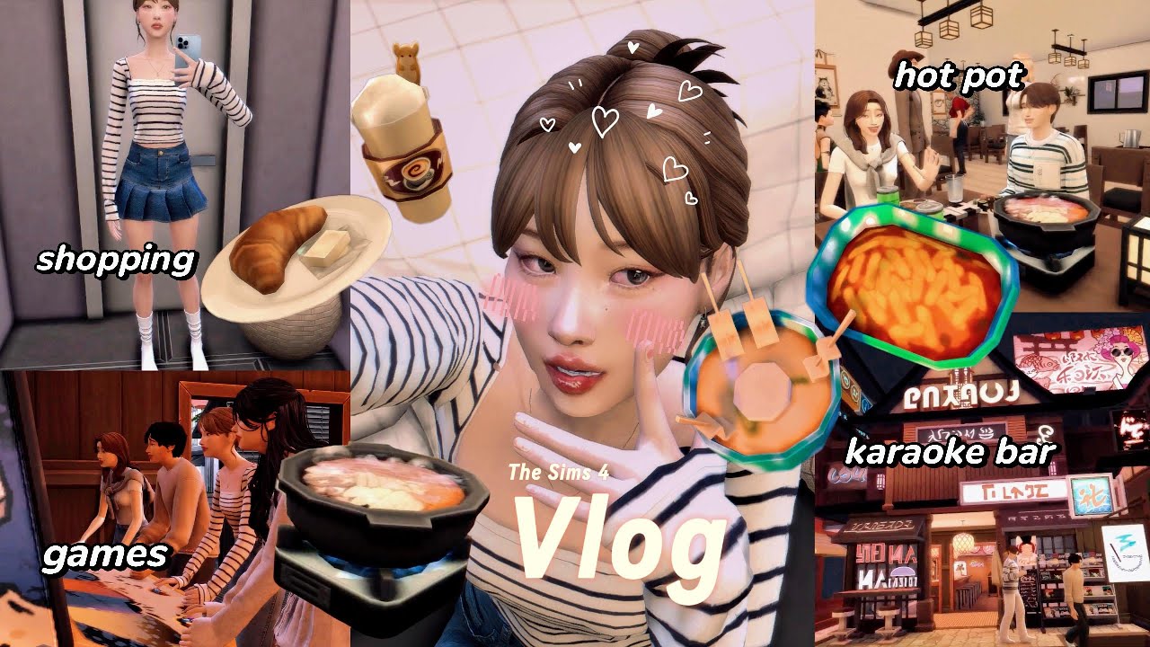 [Sims 4 Vlog] 🍜 Meeting up with friends, Shopping, Karaoke, Games, Hot Pot ₍ᐢ. .ᐢ₎