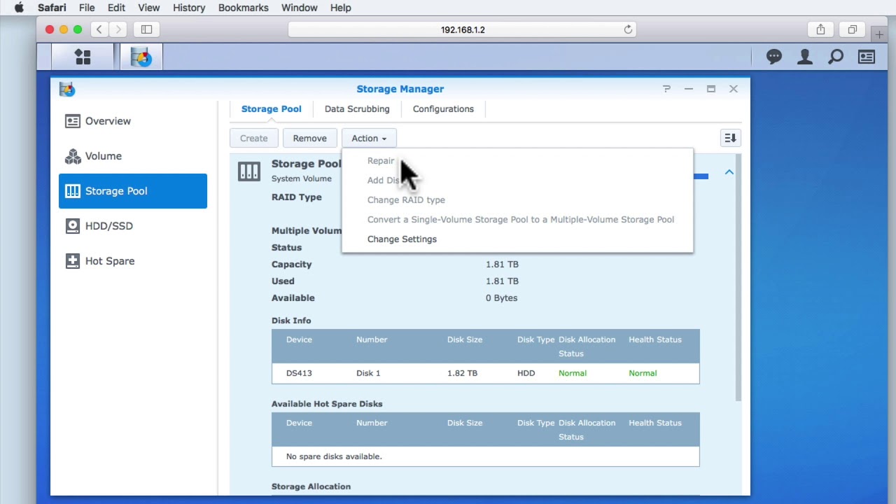How to setup a Synology NAS (DSM 6) - Part 17: Reviewing Storage Manager