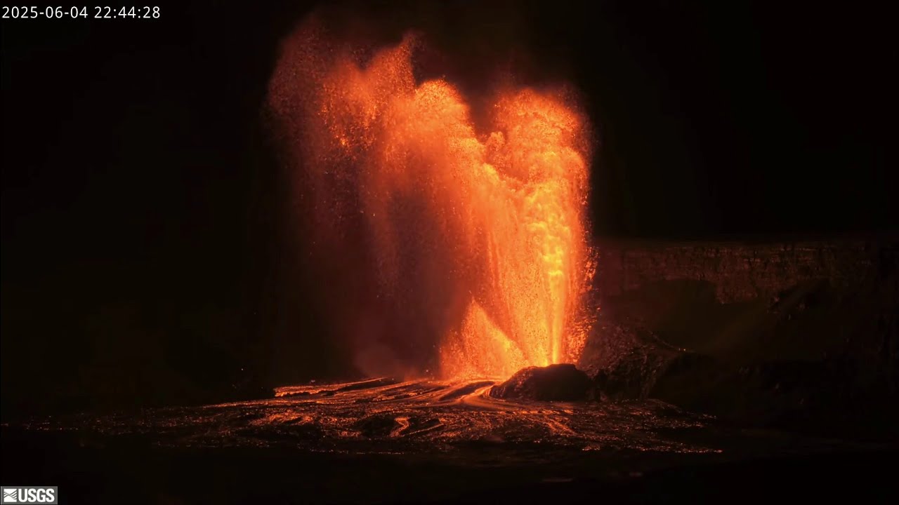 2025 06 05 Kilauea @usgs V2 cam 2X capture speed nighttime fountain