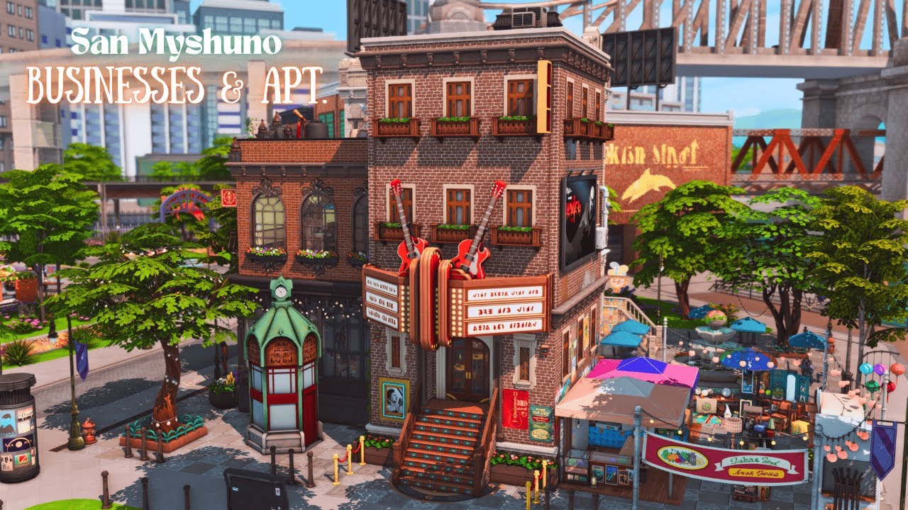 Tattoo Shop & Pottery Studio 🎨 + Cinema & Jazz Club & Café ☕ + Apt. | The Sims 4 Stop Motion | NOCC