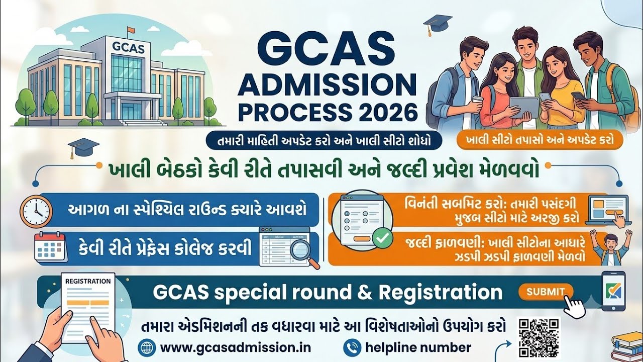 GCAS ADMISSION PROCESS 2026 special round update|| નવા રાઉન્ડ ની માહિતી વિડિઓ માં જુવો || #gcas #gu 